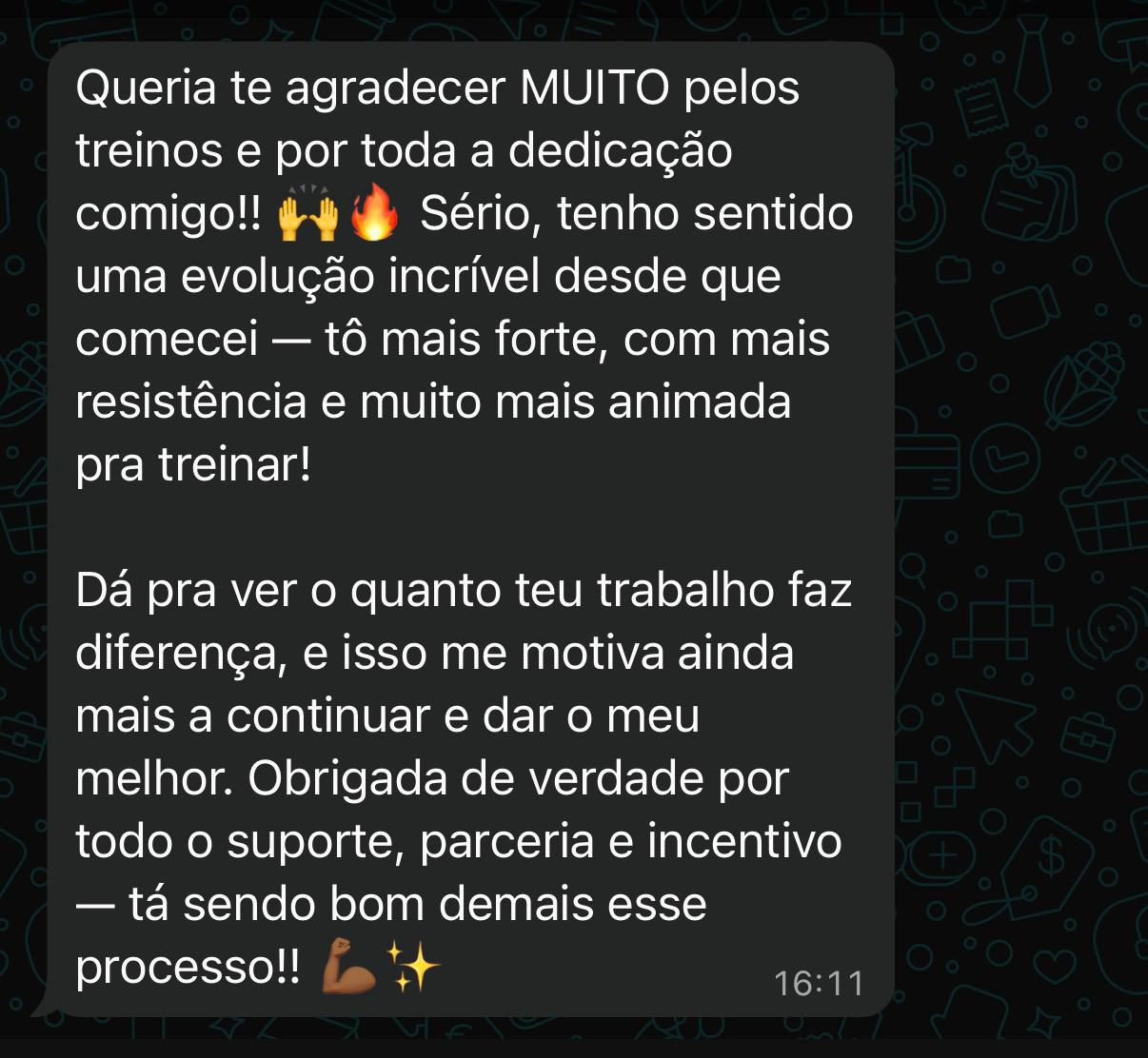 Feedback de aluna via WhatsApp